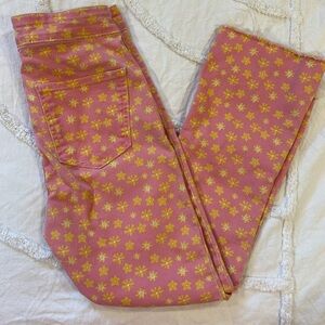 Zara Pink&Yellow Floral Jeans Size 6